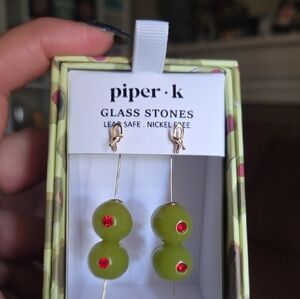 Piper K Olive Glass Earrings
